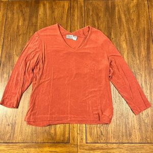 Chico’s Boat Neck Top ‘Travelers collection’- Rust- Size 3